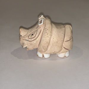 Artesania Rinconada Figurine Sandstone Baby Rhino rhinoceros Uruguay - signed